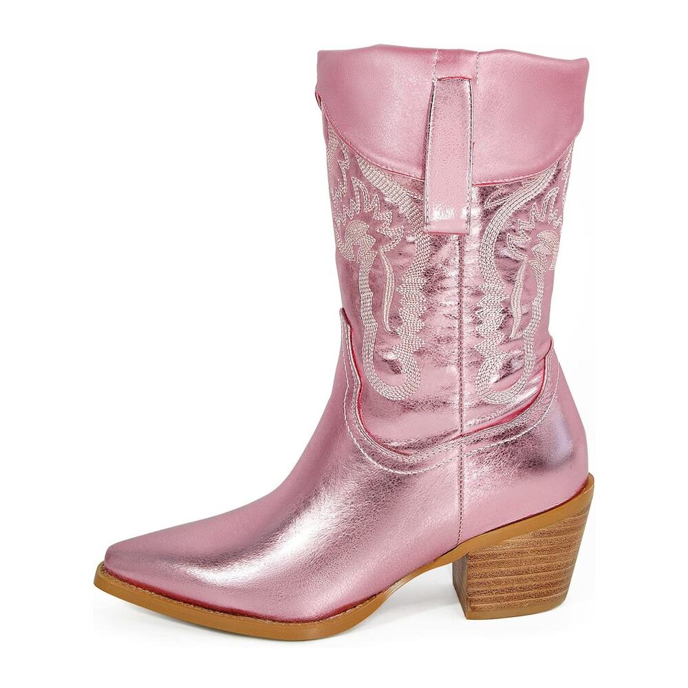 Cowboy Boots for Women Cowgirl Boots Metallic Wide Calf Western Boot Pointed - Picture 3 of 7